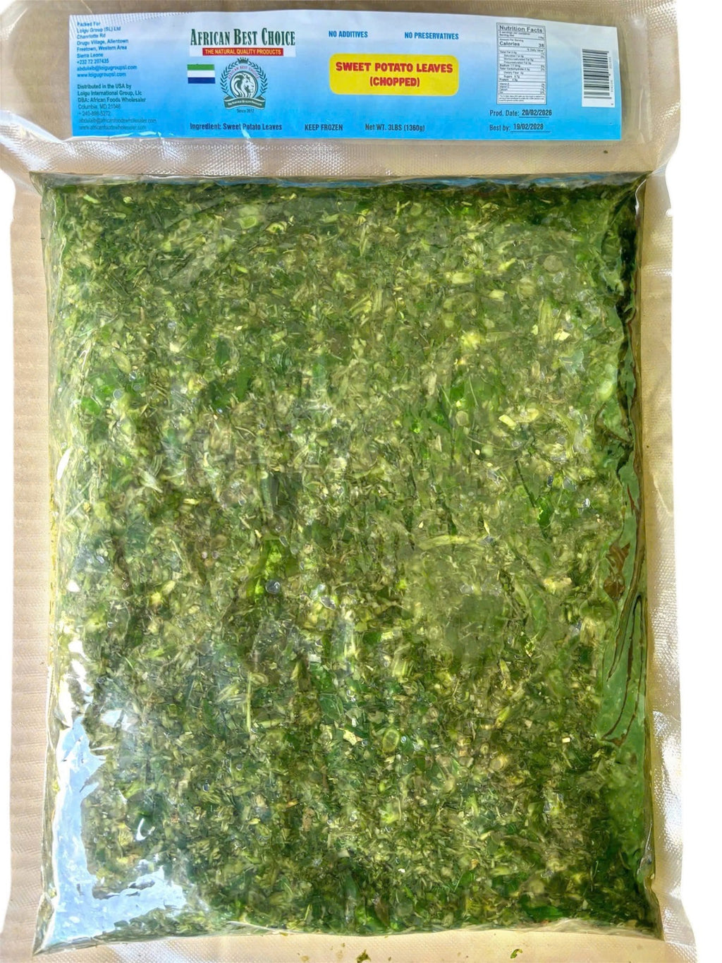 POTATO LEAVES  3lbs (CHOPPED)